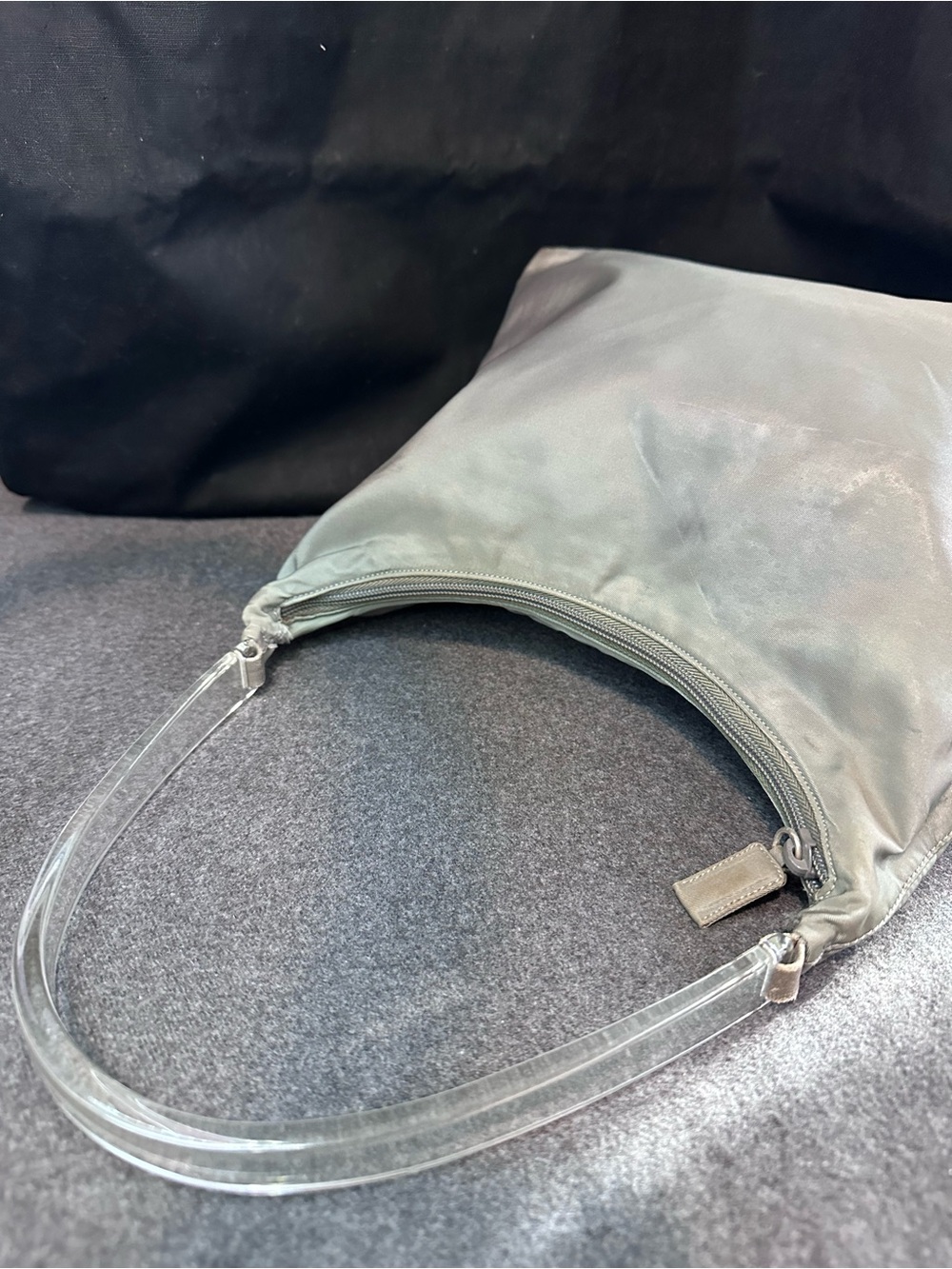 PRADA Hand Bag Nylon Gray Silver Authentic - Picture 8 of 14